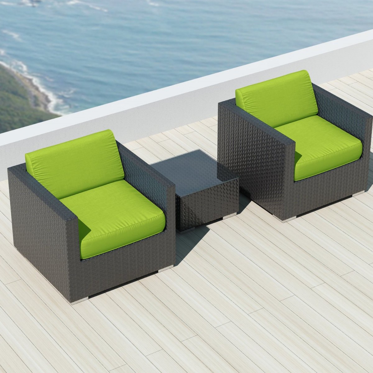 Luxxella Bistro 3pc Sunbrella Outdoor Sectional Sofa Set