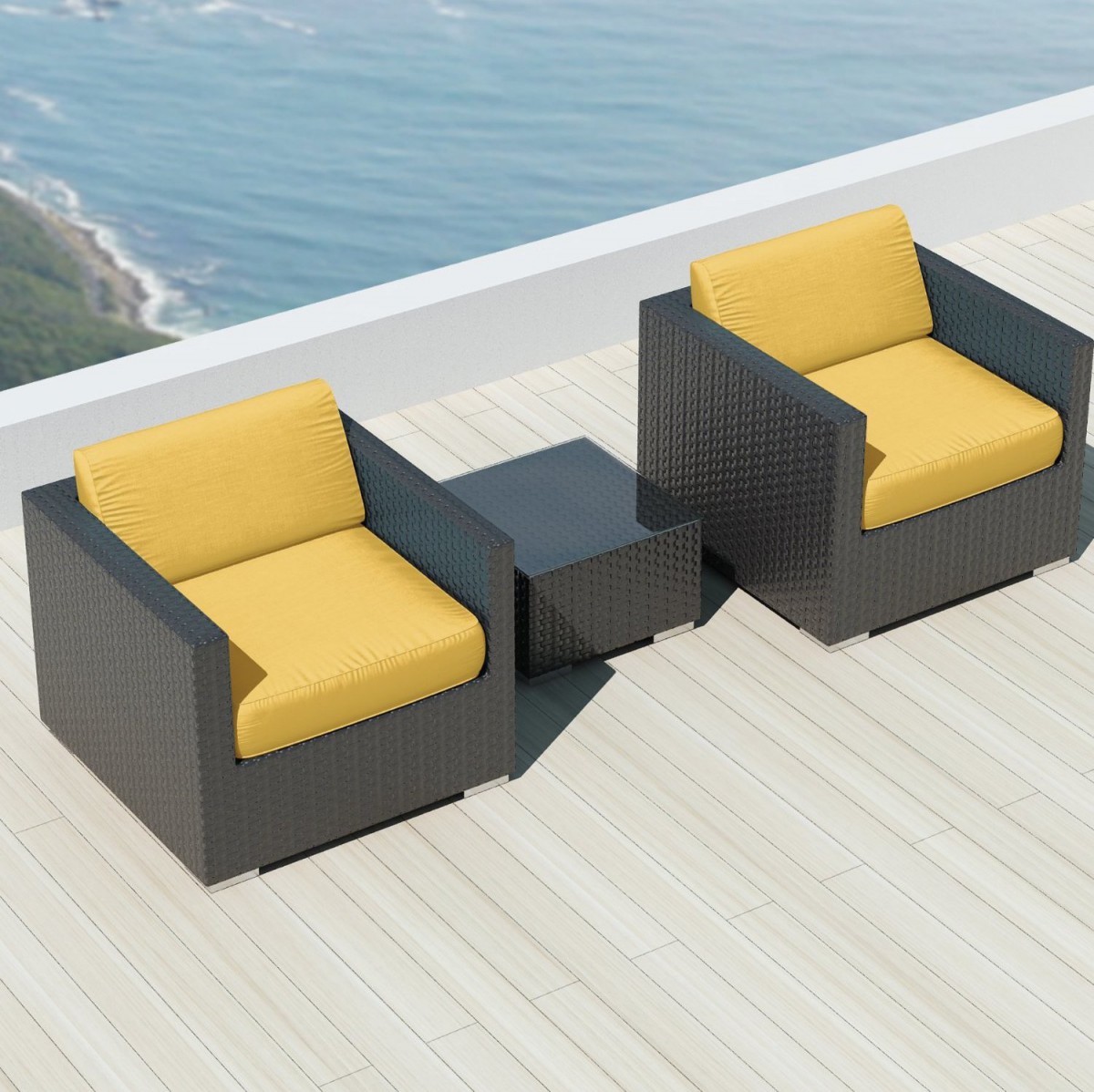 Luxxella Bistro 3pc Sunbrella Outdoor Sectional Sofa Set