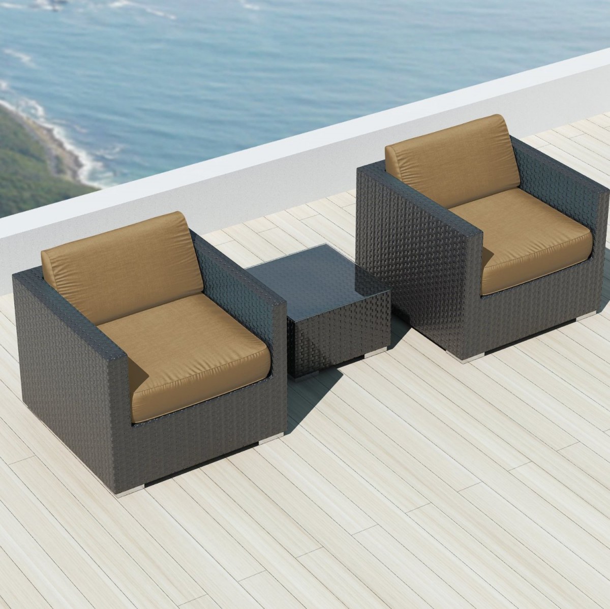 Luxxella Bistro 3pc Sunbrella Outdoor Sectional Sofa Set