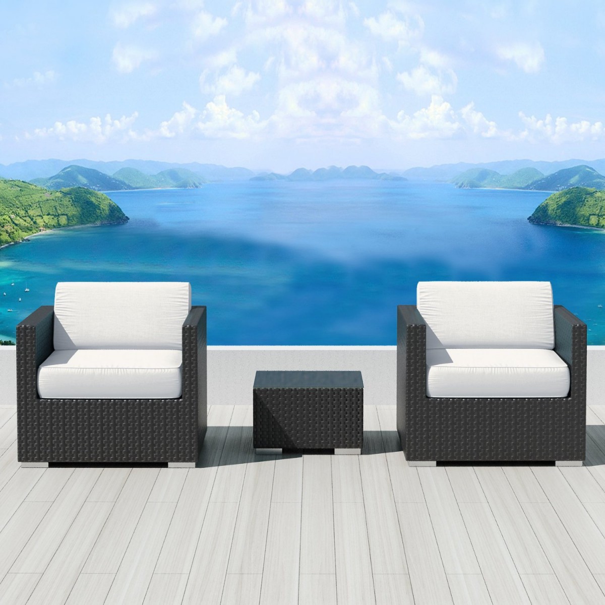 Luxxella Bistro 3pc Sunbrella Outdoor Sectional Sofa Set