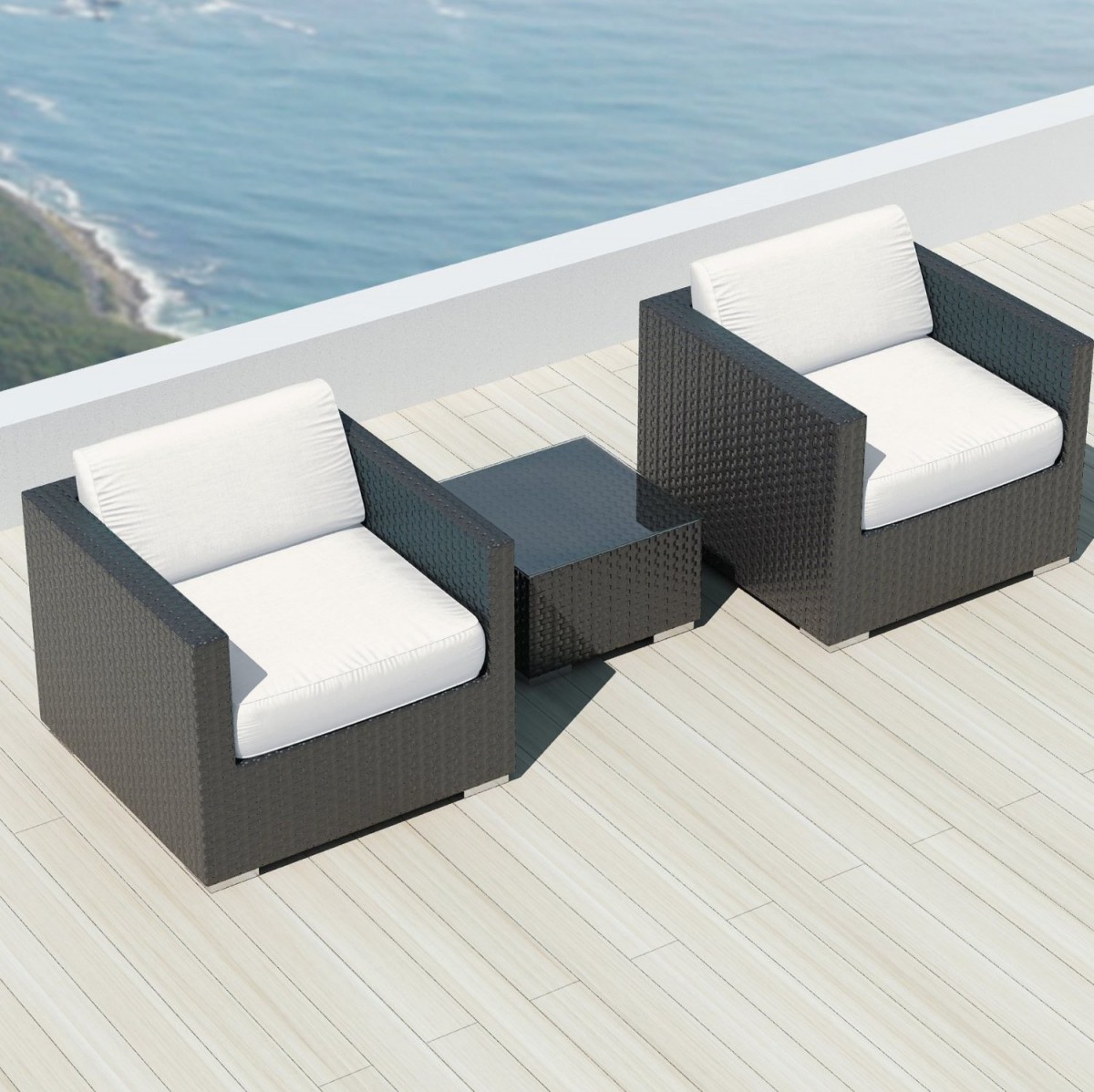 Luxxella Bistro 3pc Sunbrella Outdoor Sectional Sofa Set