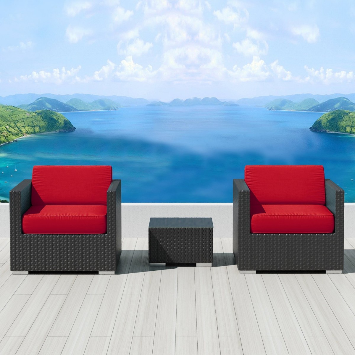 Luxxella Bistro 3pc Sunbrella Outdoor Sectional Sofa Set