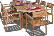 Amazonia Teak Coventry 9 Piece Oval Teak Outdoor Dining Set with Stackable Chairs