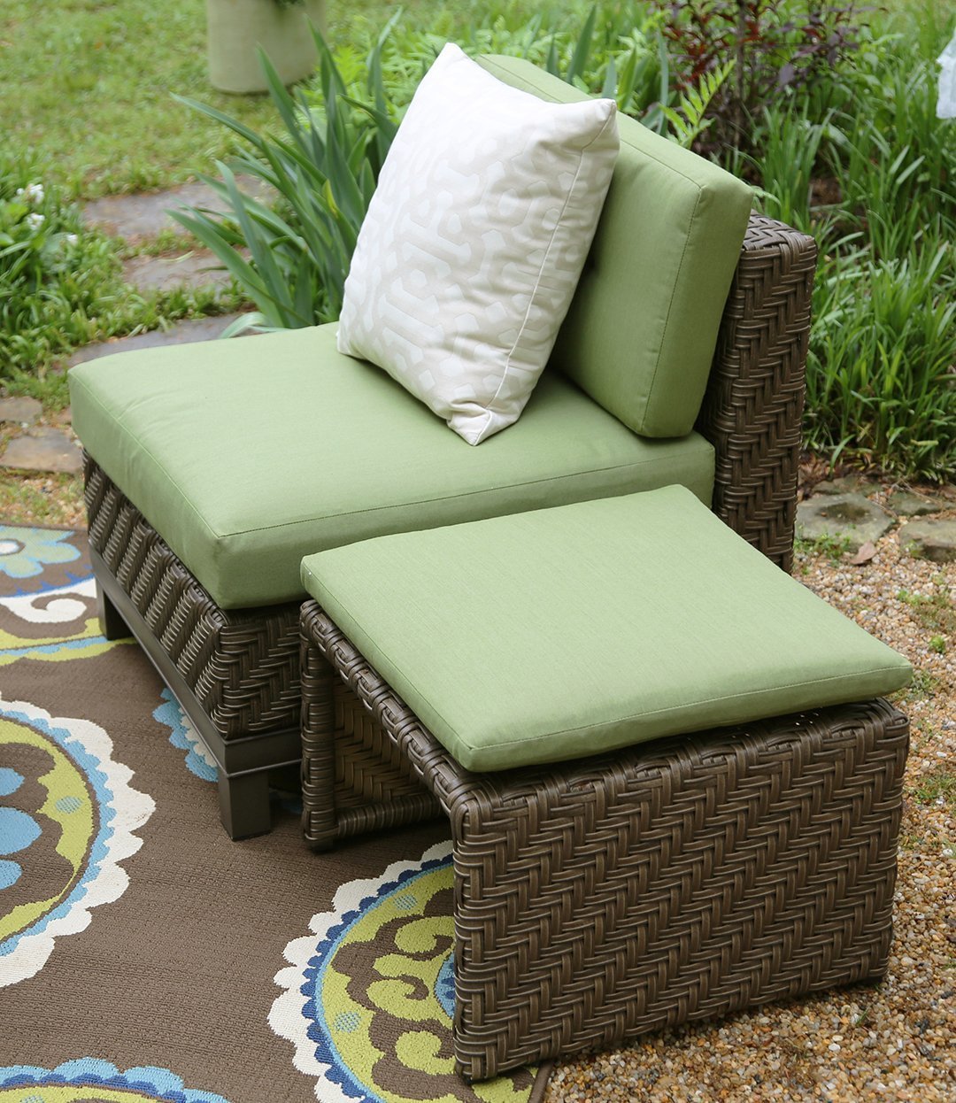 AE Outdoor Hampton 8 Piece Sectional Sofa Set with Sunbrella Fabric