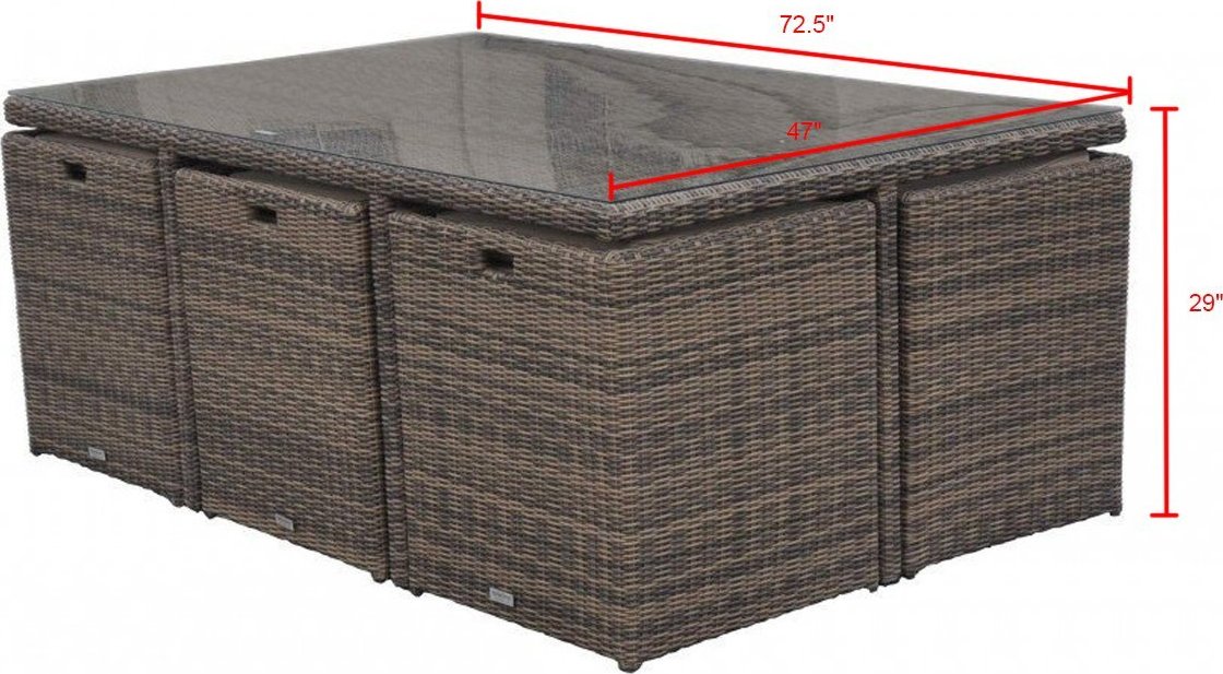 Radeway 11 Piece Rattan Cube Outdoor Patio Dining Set