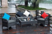 Trinidad 4-piece Resin Wicker and Aluminum Patio Set