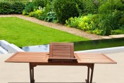 VIFAH V232 Outdoor Wood Rectangular Extension Table with Foldable Butterfly