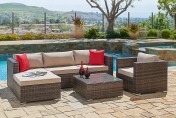 Suncrown 6 Piece Wicker Outdoor Sectional Sofa Set with Waterproof Cover