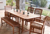 Walker Edison 6-Piece Acacia Wood Patio Dining Set with Cushions