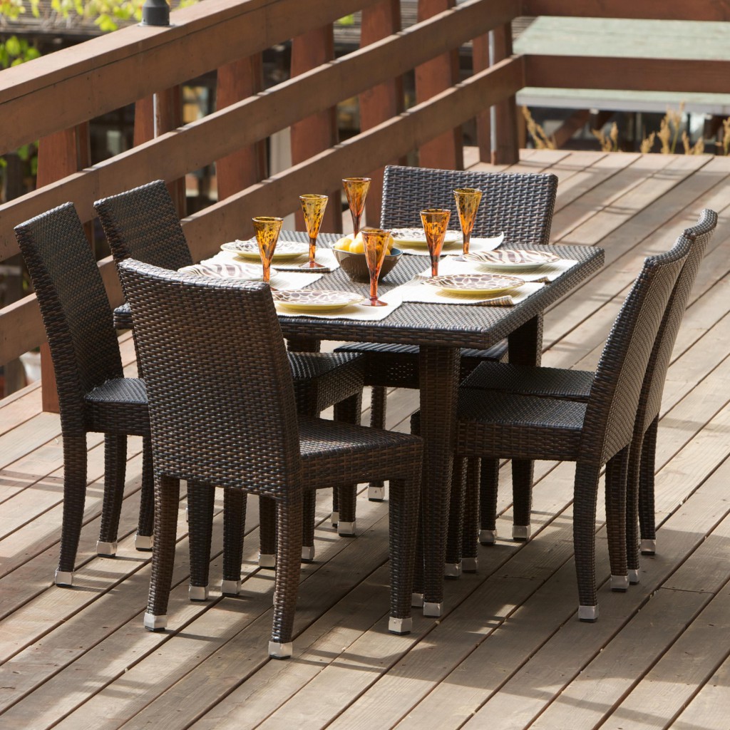 AllWeather Wicker 7Piece Outdoor Patio Dining Set Patio Table