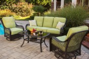 Hanover Orleans 4 Piece Outdoor Conversation Set with Swivel Glider Chairs