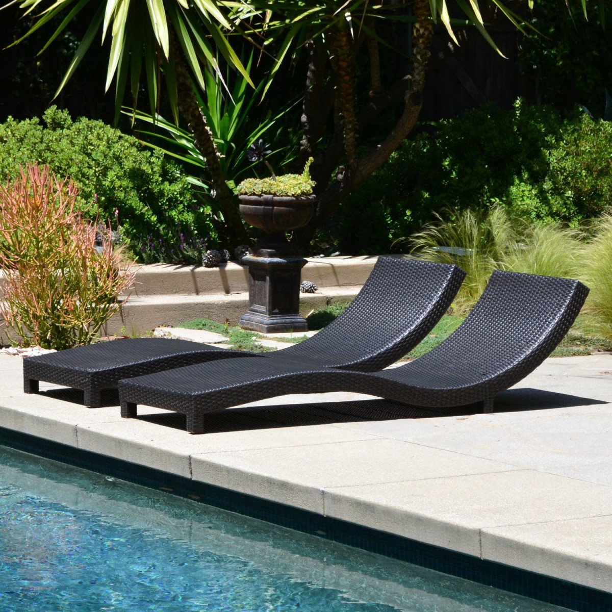 Coast Modern Living Outdoor Chaise Lounge Chairs w/ Cushions