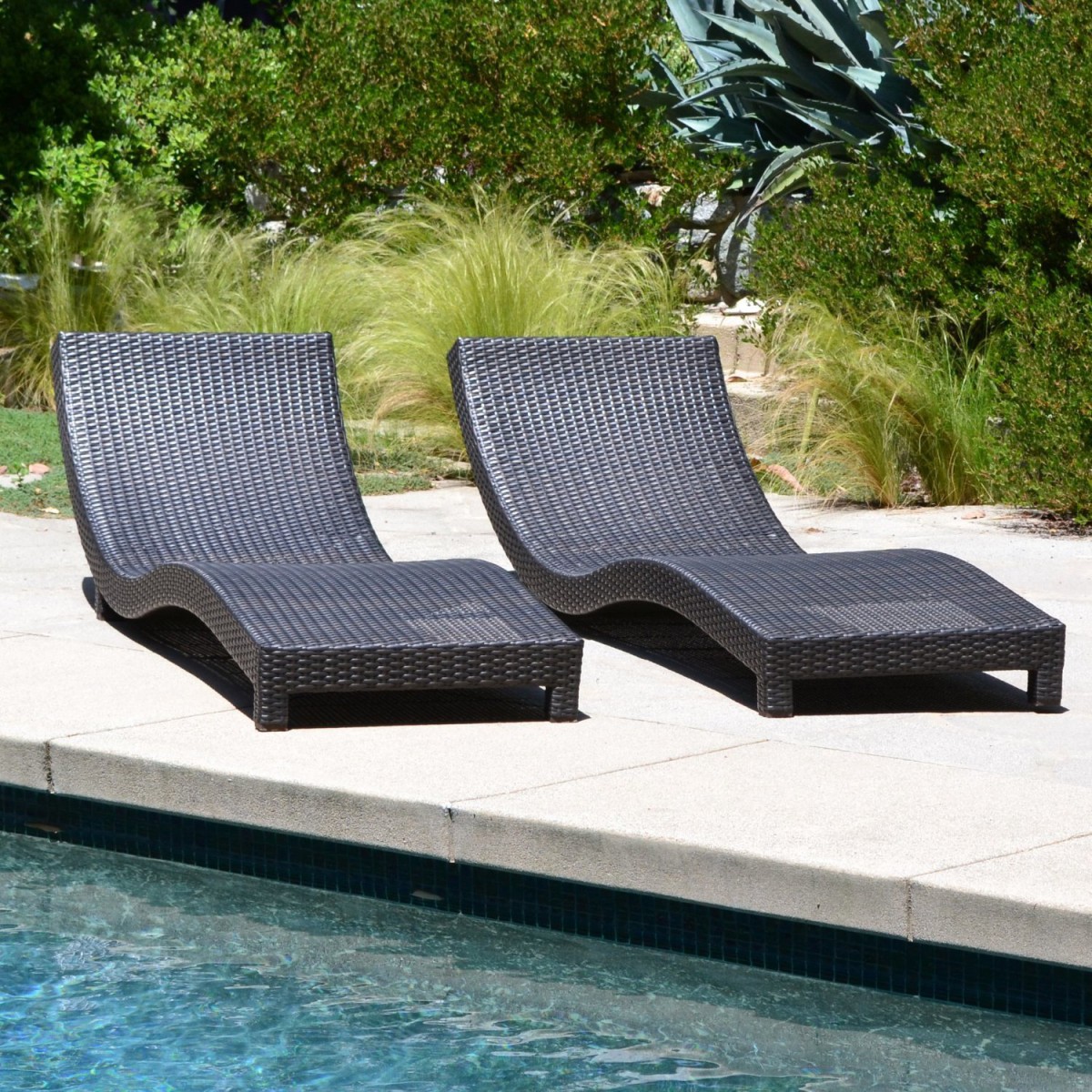 Coast Modern Living Outdoor Chaise Lounge Chairs w/ Cushions