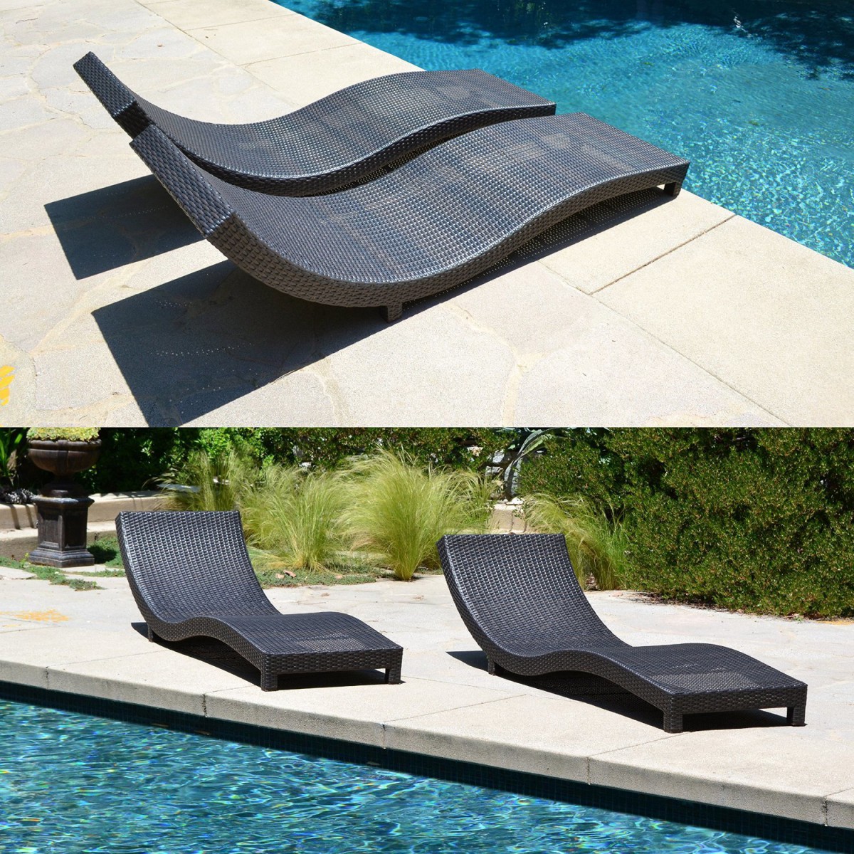 Coast Modern Living Outdoor Chaise Lounge Chairs w/ Cushions