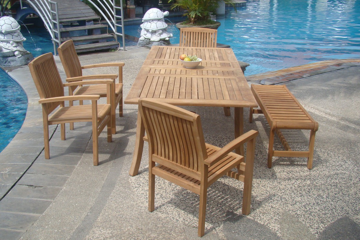 Wholesaleteak 7 Piece Grade A Teak Outdoor Dining Set With Bench And