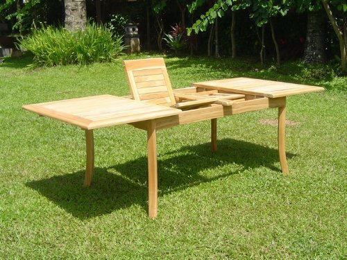 WholesaleTeak 9 Piece Grade-A Teak Outdoor Dining Set with 94″ Table and 8 Stackable Chairs