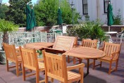 Vifah V144SET21 Wood 7-Piece Patio Dining Set with Oval Extension Table and Armchairs