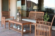 Walker Edison 4-Piece Acacia Wood Conversation Set with Cushions