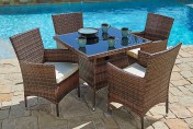 Suncrown 5 Piece Wicker Outdoor Dining Set with 35″ Square Table
