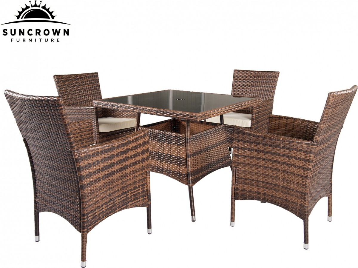 Suncrown 5 Piece Wicker Outdoor Dining Set with 35″ Square Table