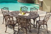 Gardena Cast Aluminum 7 Piece Outdoor Dining Set with Oval Table