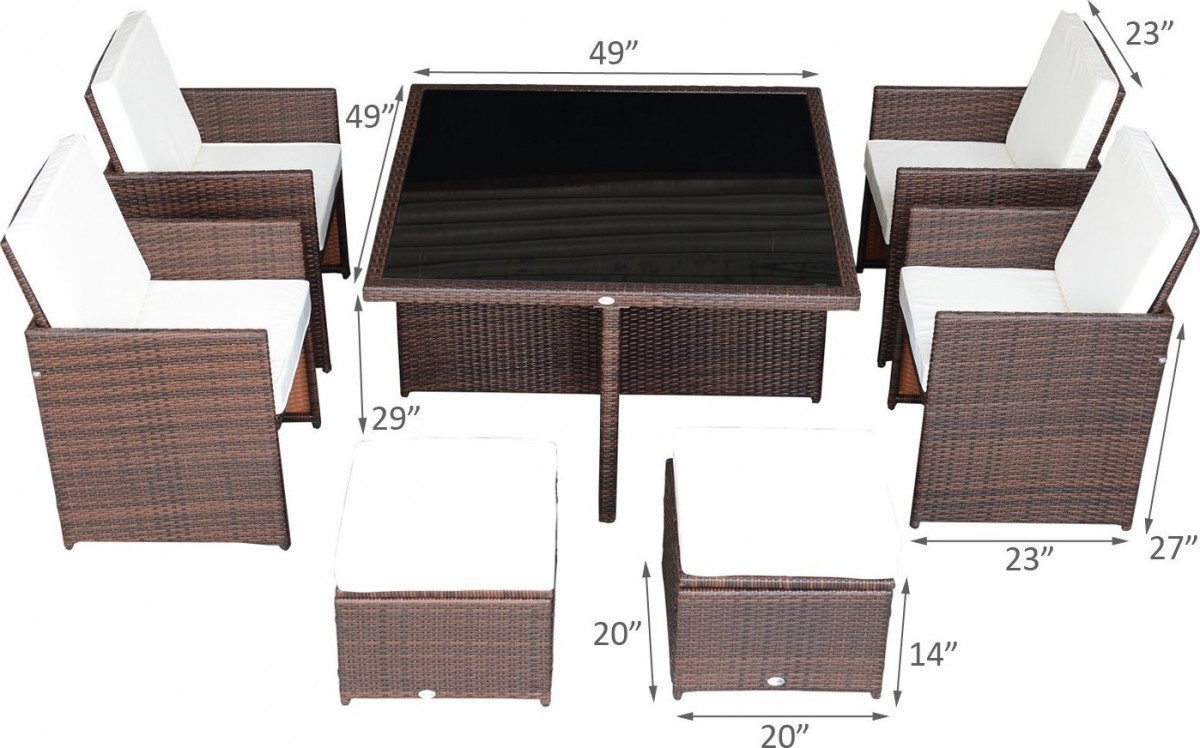 Outsunny 9 Piece Outdoor Dining Set w/ Stowaway Table and Chairs