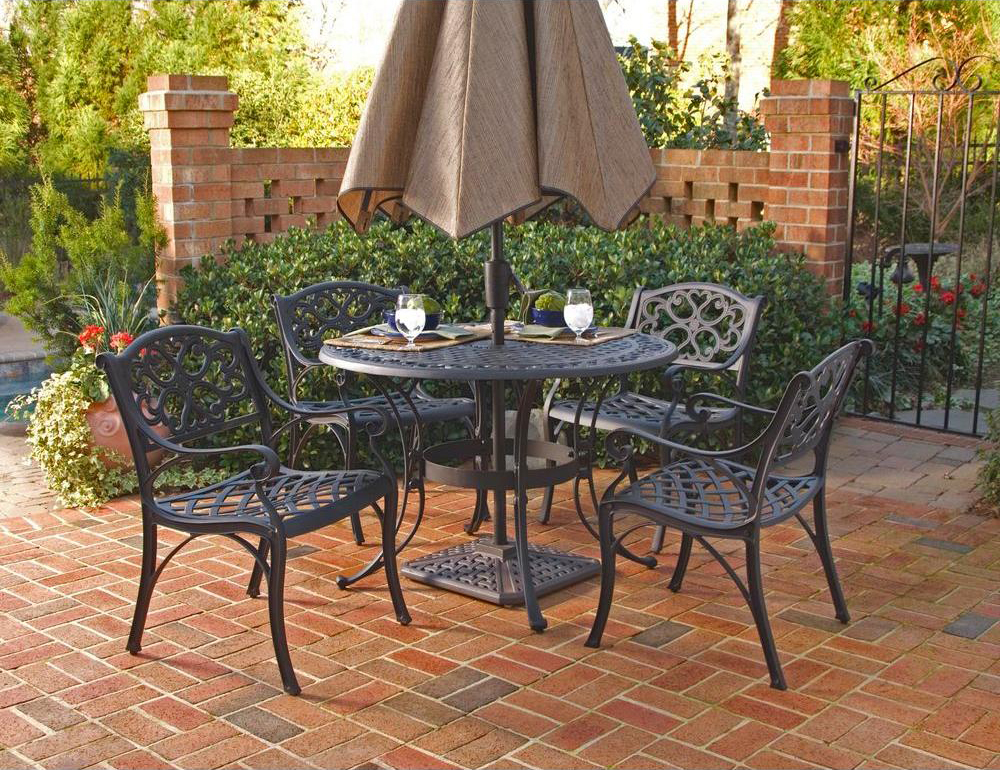 Home Styles Biscayne 5pc 48″ Outdoor Patio Dining Set w/ Black Finish