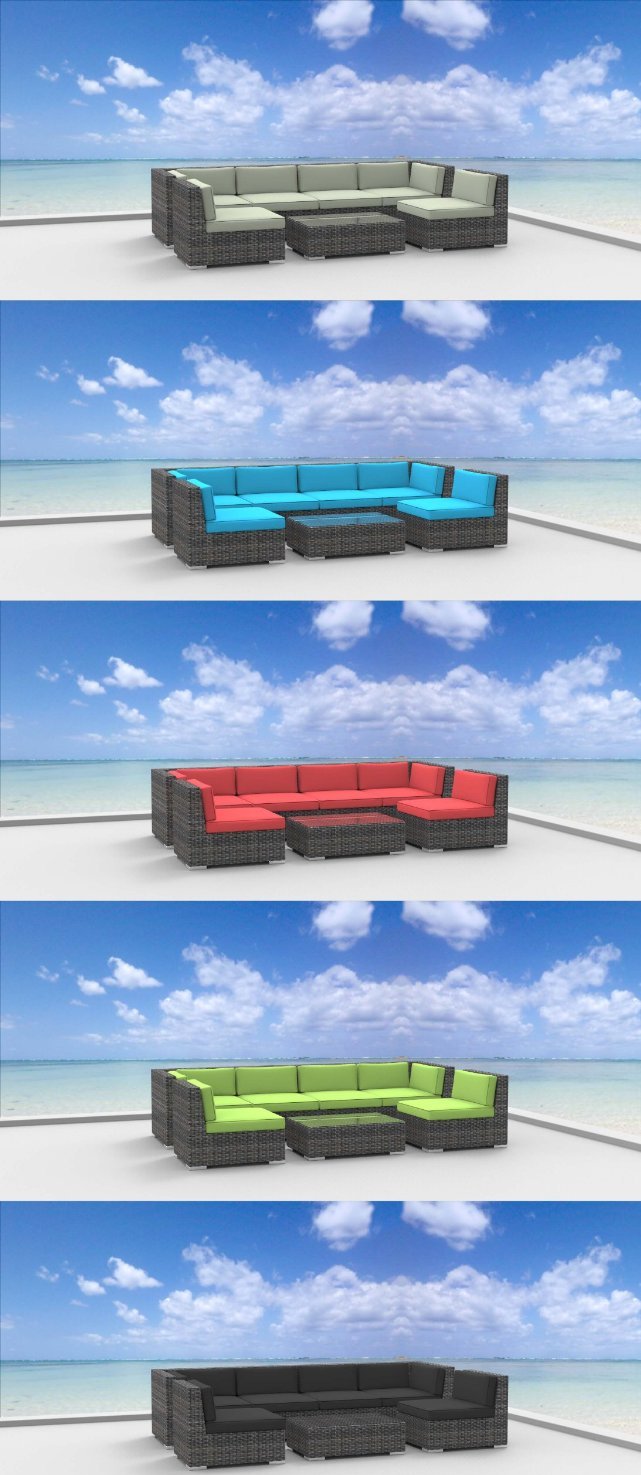 Urban Furnishing OAHU 7pc Outdoor Sectional Sofa Set