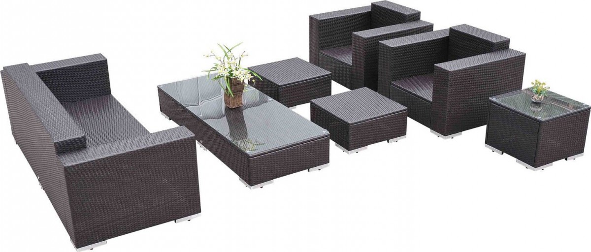 Outsunny 7 Piece Wicker Outdoor Sectional Sofa Set
