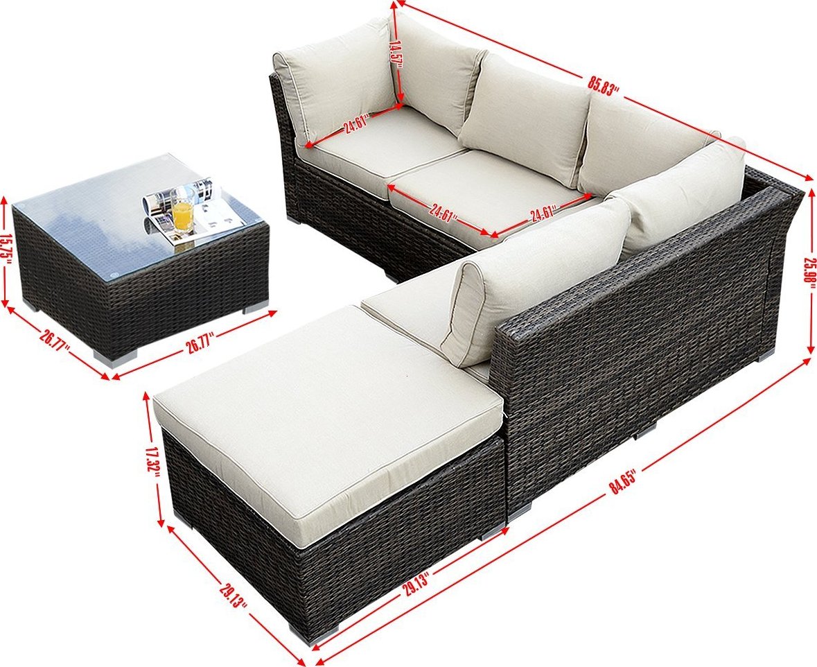 Giantex 4pc Wicker Rattan Outdoor Sectional Sofa Set