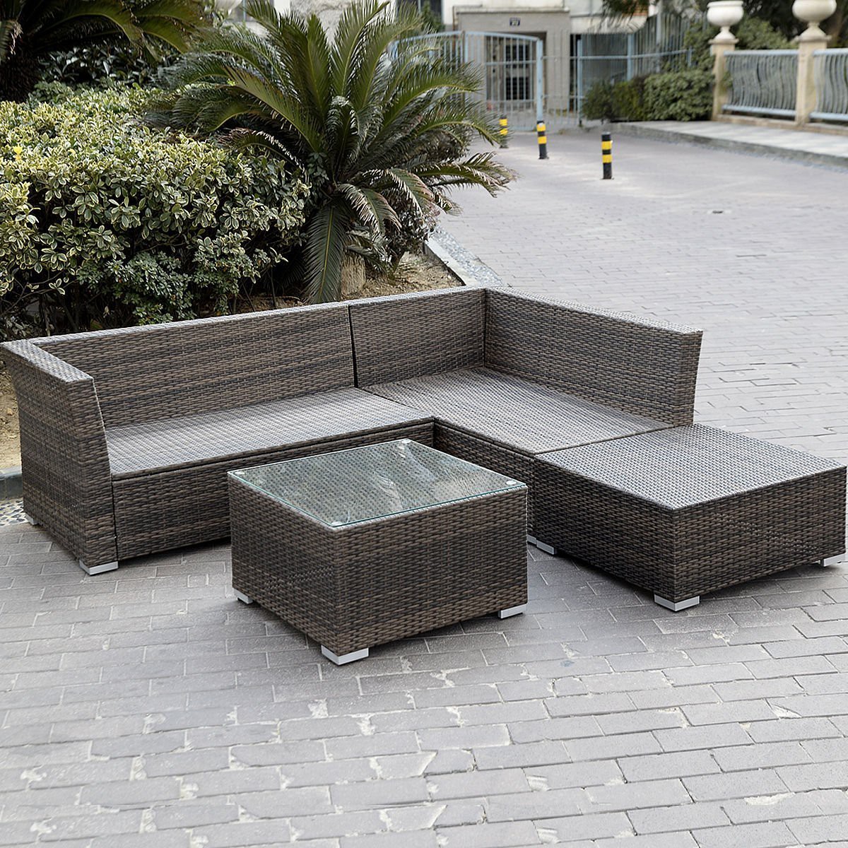 Giantex Pc Wicker Rattan Outdoor Sectional Sofa Set