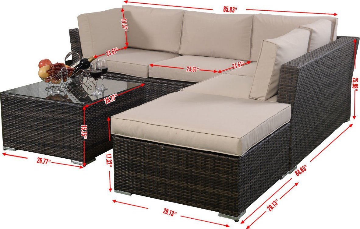 Giantex 4pc Wicker Rattan Outdoor Sectional Sofa Set