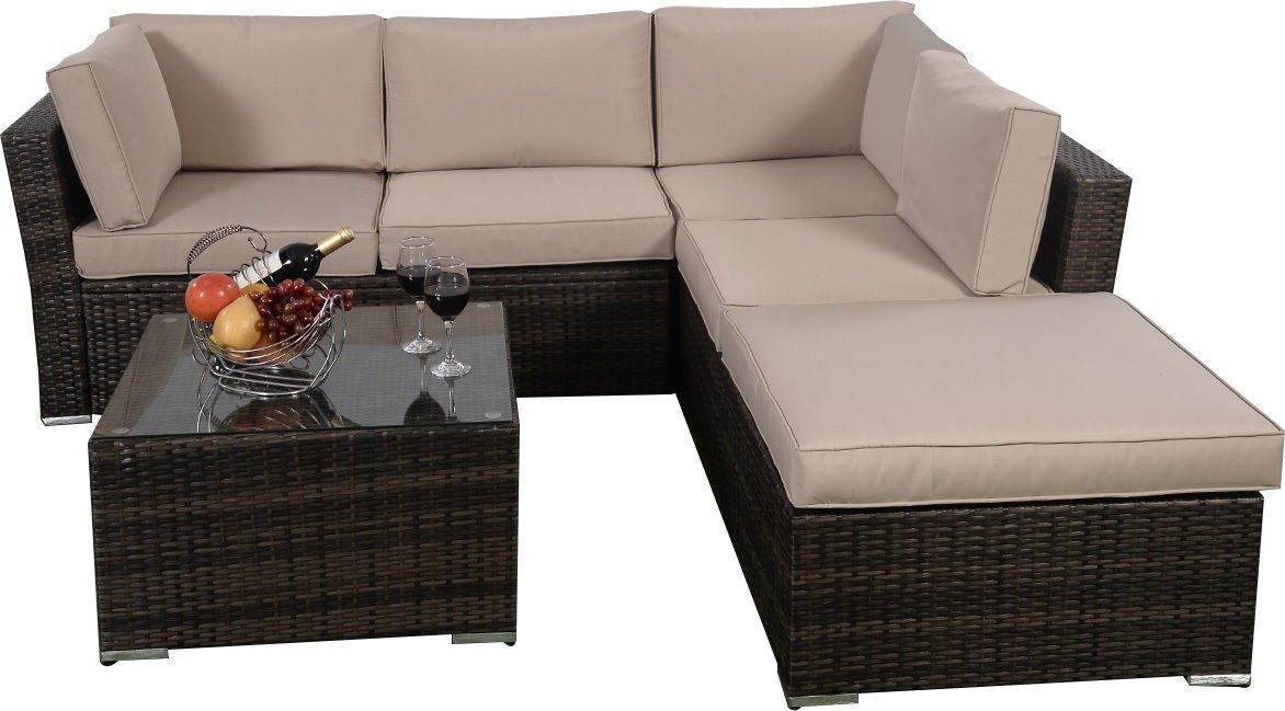 Giantex 4pc Wicker Rattan Outdoor Sectional Sofa Set