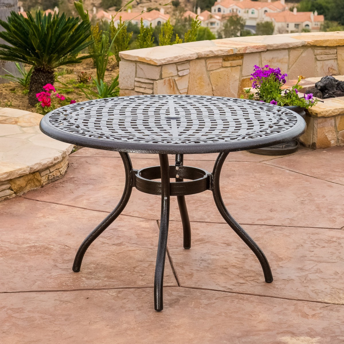 Covington Cast Aluminum 5 Piece Outdoor Dining Set with Round Table