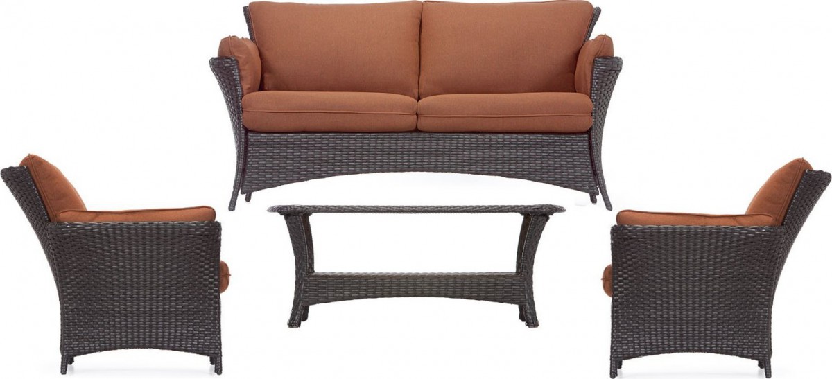 Hanover Strathmere Allure 4 Piece Wicker Outdoor Conversation Set