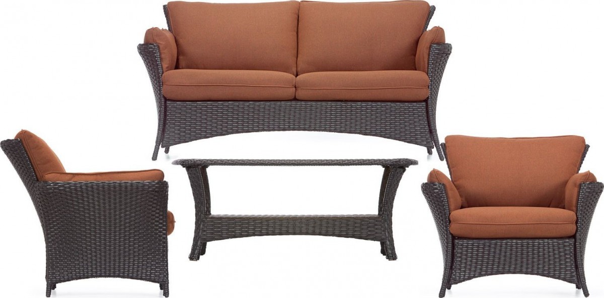 Hanover Strathmere Allure 4 Piece Wicker Outdoor Conversation Set