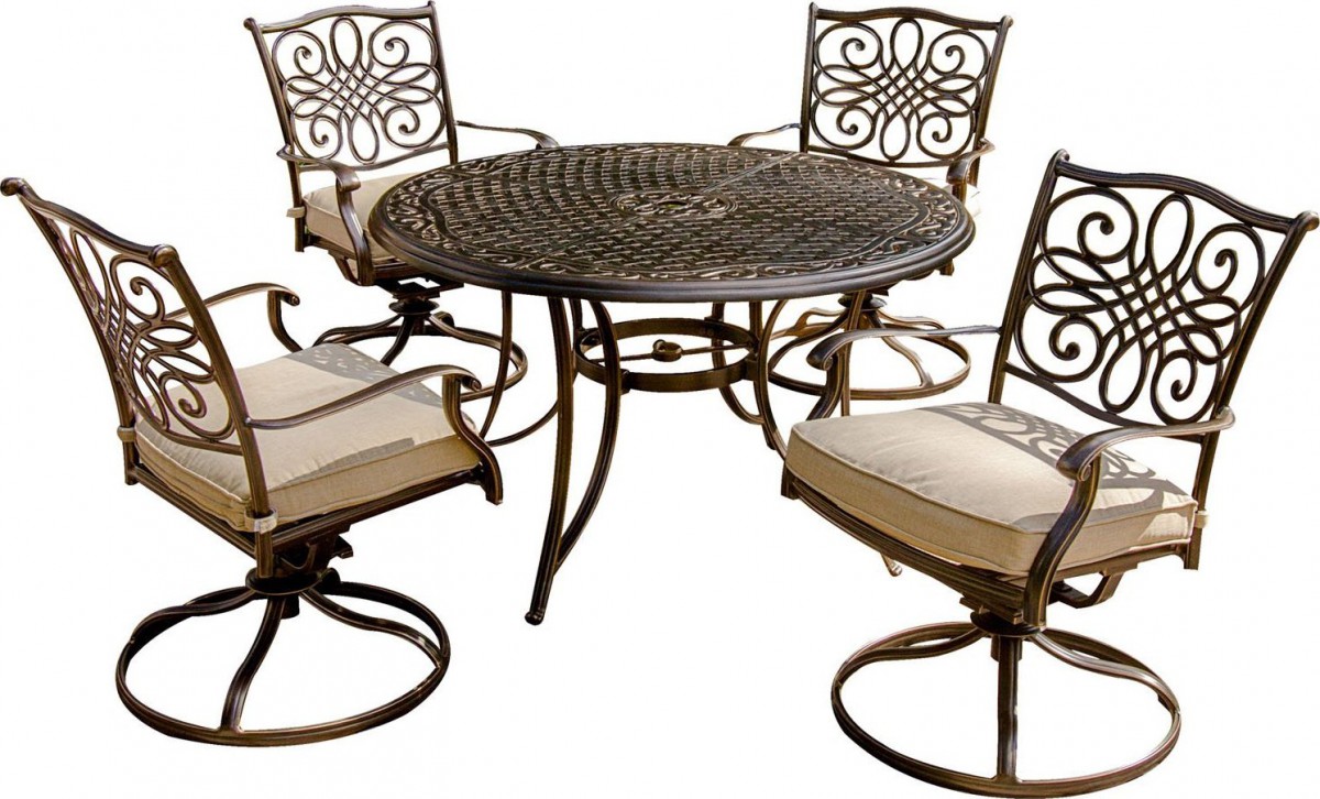 Hanover Traditions 5-Piece Outdoor Dining Set with Swivel-Rocker Chairs