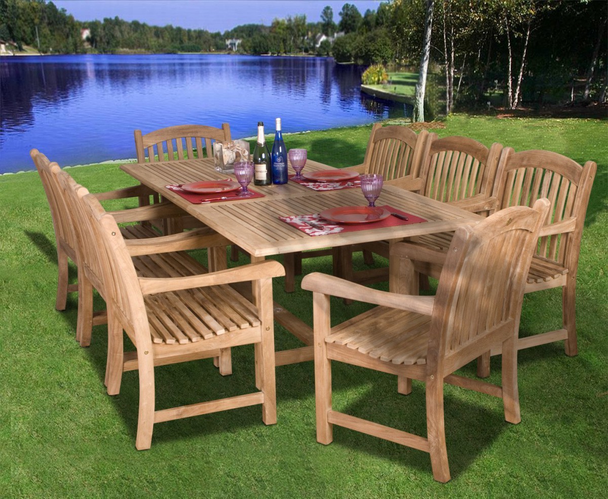 Amazonia Teak Newcastle 9pc Teak Outdoor Patio Dining Set