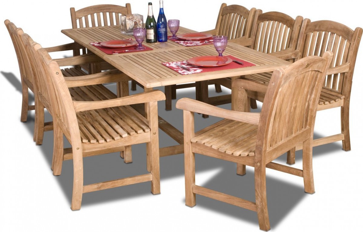 Amazonia Teak Newcastle 9pc Teak Outdoor Patio Dining Set