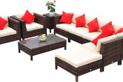 Outsunny 9 Piece Wicker Outdoor Sectional Sofa Set