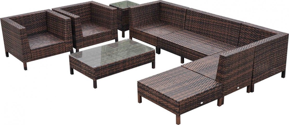 Outsunny 9 Piece Wicker Outdoor Sectional Sofa Set