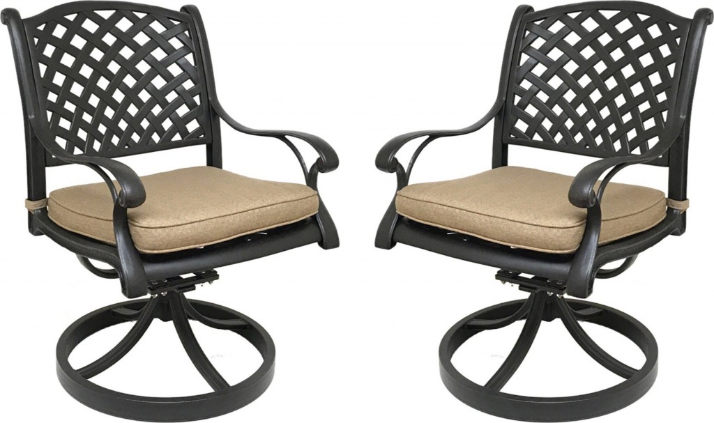 Nevada Cast Aluminum Outdoor Swivel Rocker Chairs with Sunbrella