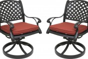 Nevada Cast Aluminum Outdoor Swivel Rocker Chairs with Sunbrella Cushions