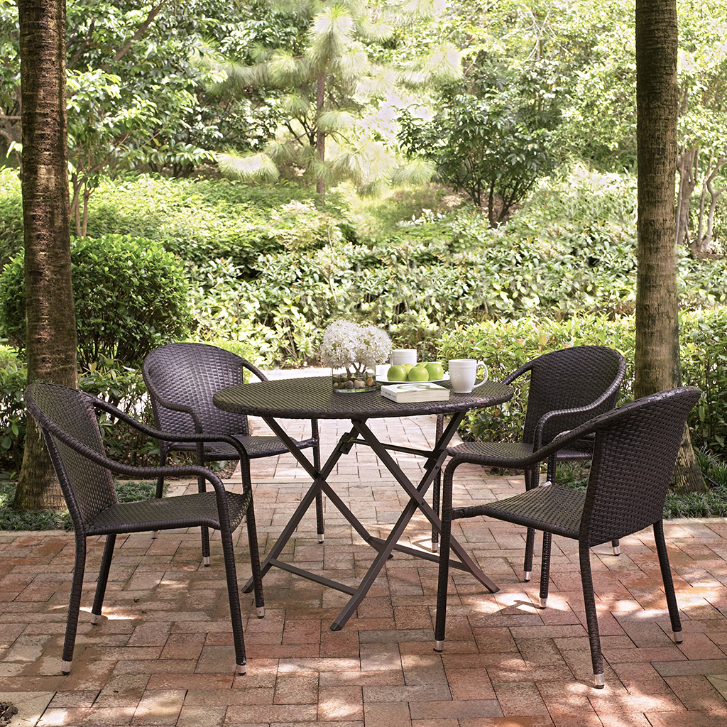 Crosley Palm Harbor 5 Piece Outdoor Dining Set w/ Stackable Chairs