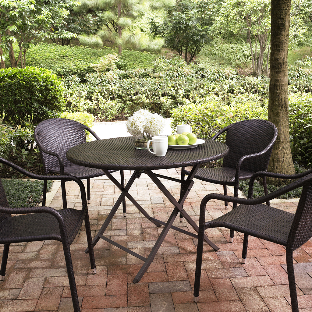 Crosley Palm Harbor 5 Piece Outdoor Dining Set w/ Stackable Chairs