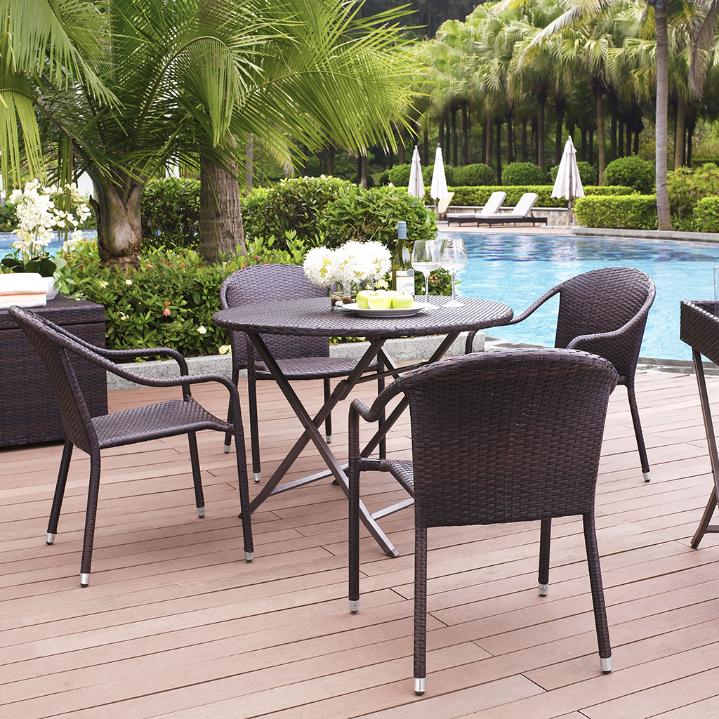 Crosley Palm Harbor 5 Piece Outdoor Dining Set w/ Stackable Chairs