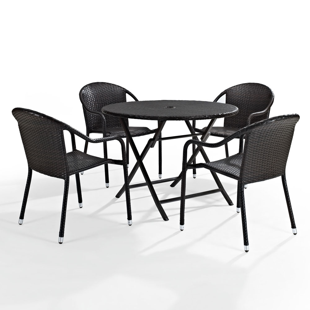 Crosley Palm Harbor 5 Piece Outdoor Dining Set w/ Stackable Chairs