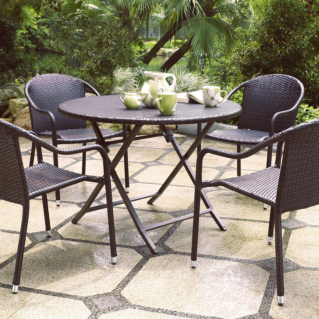 Crosley Palm Harbor 5 Piece Outdoor Dining Set w/ Stackable Chairs