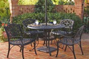 Biscayne 42 inch Cast Aluminum Outdoor Dining Set with 4 Arm Chairs