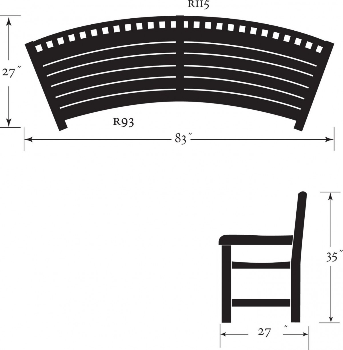 Oxford Garden Essex Curved Shorea Outdoor Teak Bench